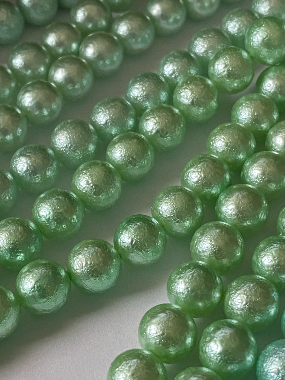 Pearlescent Bead Lot Faux Pearl Beads in Mint, Peach & Champagne - Picture 5 of 10
